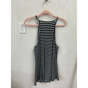 Black and White Striped Marlow Tank Dress Large